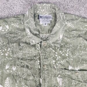 Columbia Shirt Mens Large Hawaiian‎ Plaid Green Hiking Paisley Button up Preppy